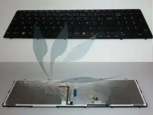 Clavier français noir rétro-éclairé (pour modèle avec rétro-éclairage) pour Vaio série SVE-15