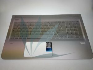 Clavier français avec repose-poignets argent avec lecteur d'empreinte neuf d'origine HP pour HP Envy 15-AE SERIES