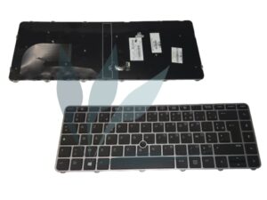 Clavier français non rétro-éclairé noir / contour argent neuf pour HP Elitebook 840 G3 (version sans clavier numérique)