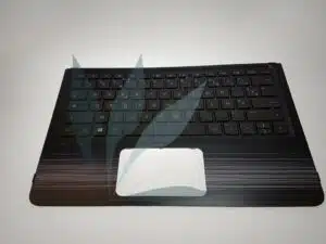 Clavier français avec repose-poignets noir / stries argent pour HP Pavilion X360 11-U SERIES