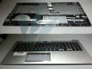 Clavier français avec repose-poignets argent pour Asus S551 (pour Asus S551LB, Asus S551LN, Asus S551LA)