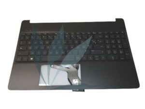 Clavier français non rétro-éclairé avec repose-poignets noir reflets argent neuf d'origine HP pour HP  15S-FQ SERIES