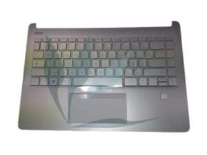 Clavier français non rétro-éclairé avec repose-poignets argent neuf d'origine HP pour HP Notebook 14S-DQ SERIES