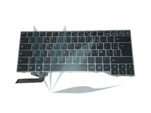 Clavier français noir contour argent rétro-éclairé pour Fujitsu Lifebook E743