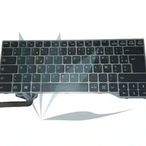 Clavier français noir contour argent rétro-éclairé pour Fujitsu Lifebook E743