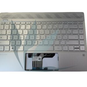 Clavier français rétro-éclairé avec repose-poignets argent neuf d'origine HP pour HP Pavilion 13-AN SERIES (version avec lecteur d'empreinte)