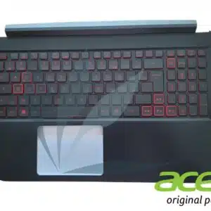 Clavier français rétro-éclairé avec plasturgie repose-poignets noire (lettres rouges) neuf d'origine Acer pour Acer Aspire Nitro AN515-57