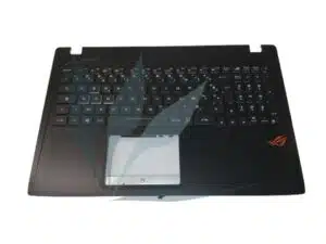 Clavier français rétro-éclairé avec repose-poignets noir lettres des touches blanches logo orange neuf d'origine Asus pour Asus G553VD