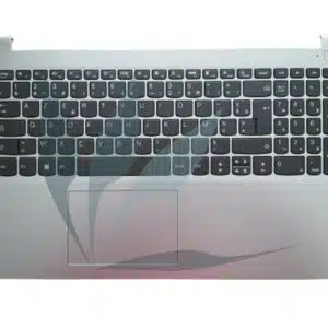Clavier français avec plasturgie repose-poignets grise non rétro-éclairé neuf d'origine Lenovo pour Lenovo Ideapad 1-15ADA7