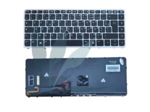 Clavier français rétro-éclairé touches noires / contour argent neuf pour HP Elitebook 840 G2