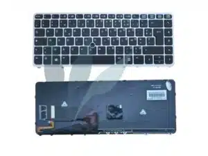 Clavier français rétro-éclairé touches noires / contour argent neuf pour HP Elitebook 840 G2