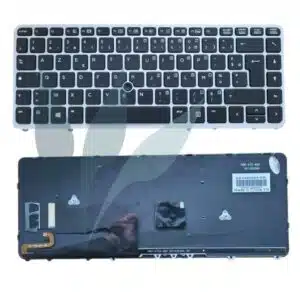 Clavier français rétro-éclairé touches noires / contour argent neuf pour HP Elitebook 840 G2