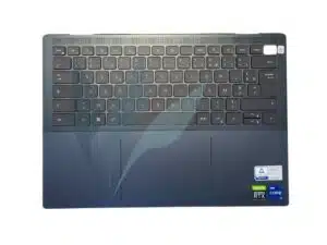 Clavier français rétro-éclairé avec plasturgie repose-poignets "gris-bleu" neuf d'origine Dell pour Dell Inspiron 14 Plus 7420