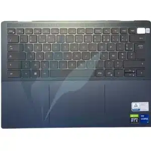 Clavier français rétro-éclairé avec plasturgie repose-poignets "gris-bleu" neuf d'origine Dell pour Dell Inspiron 14 Plus 7420